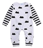 Baby Girl Boy Clothes Striped Bodysuit Romper Sleepwear Pajamas Outfits Costume (6-12 Months, White)