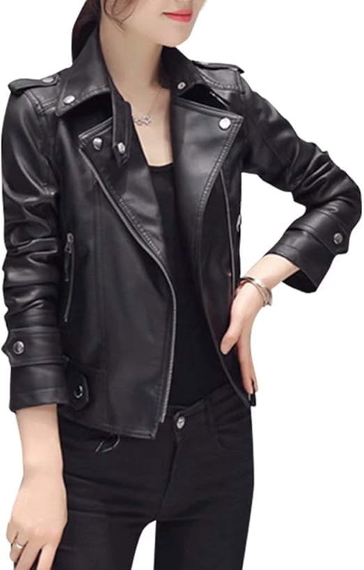 Amazon Followdream レザー ジャケット レディース 秋冬 Pu ライダースジャケット バイクジャケット 革ジャン ブルゾン アウター ショート丈 無地 フェイクレザー かっこいい おしゃれ カジュアル 防寒 通勤 通学 ブラック S Xxl コート ジャケット 通販
