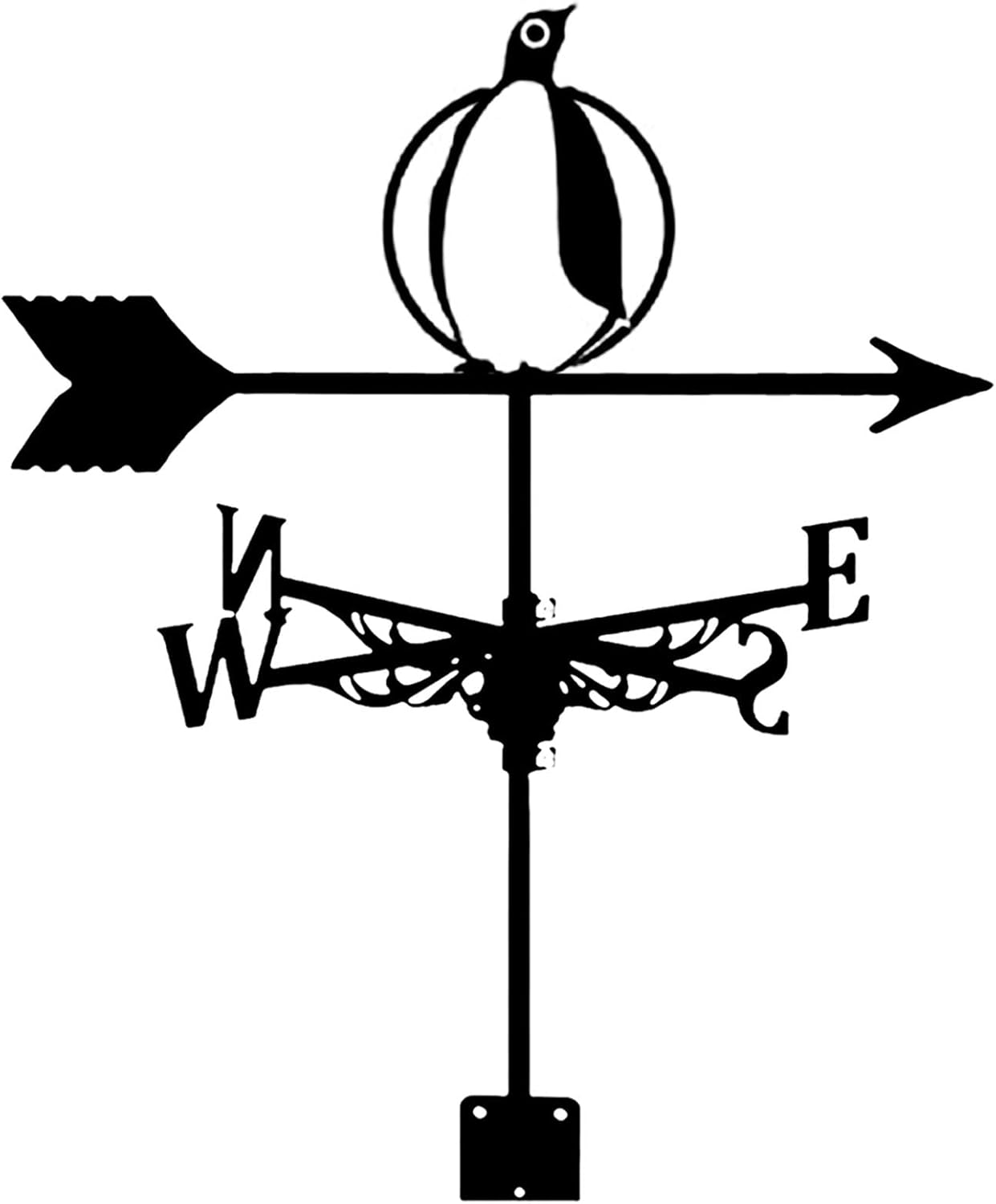 Weathervanes - Ymlpre Weathervane Penguin Silhouette Wind Vane Black Painting Metal Wind Direction Indicator for Garden Patio Farm Barn Garage Fence Gazebo Outdoor Decorate