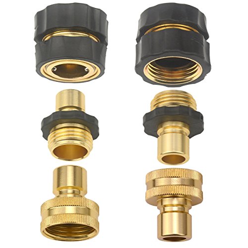 Gardeningwill Set of 6 Aluminum Garden Hose Female Male Quick Connector - Water Hoses Quik Connect Release
