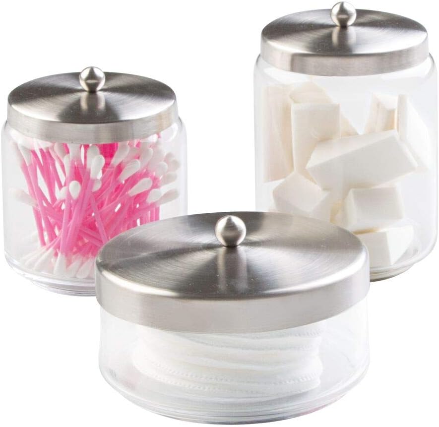 mDesign Bathroom Vanity Glass Apothecary Jars for Cotton