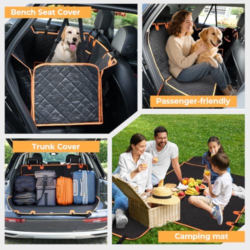 KYG Dog Car Cover with Additional Removable Cover Covers Car Seats for Dogs, Waterproof and Resistant Back Seat Protector with Mesh Window, Easy to Clean, Scratch Resistant