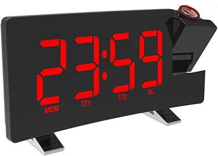 Aozbz Horloge De Projection A Led 7 Horloge De Projection A Ecran Incurve Radio Fm Reveil Double Alarme Chargeur Usb Fonction Snooze Horloge De Bureau 12 24 H Avec Variateur De Lumiere Amazon Fr