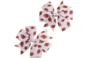 BOENBE LOVED 3Inch Hair Bows for Baby Girls，Back to School Pinwheel Bows Grosgrain Ribbon Toddler Bows Clips Hair Barrettes Accessories for Girls (2PCS Ball Hair Bows) (rugby)