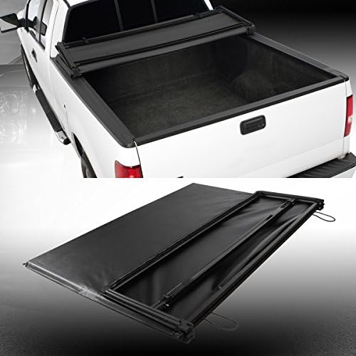 Soft Vinyl Tri-Fold Truck Cargo Bed Tonneau Cover Black for 2007-2013 Chevorlet Silverado/GMC Sierra 1500 5.8 Feet (69.3") Fleetside Bed Only (Not Fit Models With Factory Utility Track System)