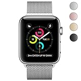 Apple Watch Band, Yearscase Milanese Fully Magnetic Closure Clasp Mesh Loop Stainless Steel iWatch Band Replacement Wrist Bracelet Strap for Apple Watch Sport&Edition 42MM (Silver)