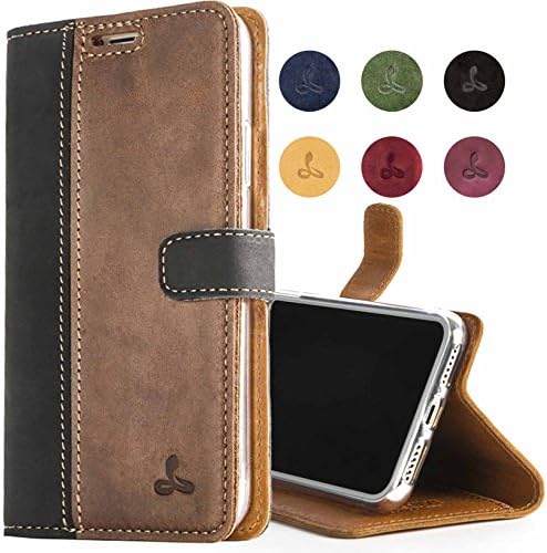 Snakehive Vintage Wallet for Apple iPhone 8 Plus || Real Leather Wallet Phone Case || Genuine Leather with Viewing Stand & 3 Card Holder || Flip Folio Cover with Card Slot (Black & Brown)