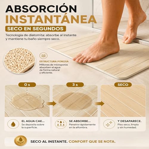 mavife Diatomite Bath Mat 60 x 39 cm – Quick Drying Anti-Moisture – Ultra Absorbent Non-Slip Bath Mat – Instant Drying for Shower and Sink – Premium Wood Effect