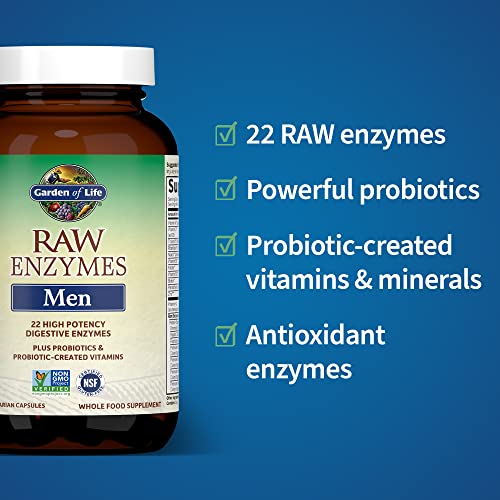 Garden of Life 22 Digestive Enzymes for Men with Bromelain, Papain