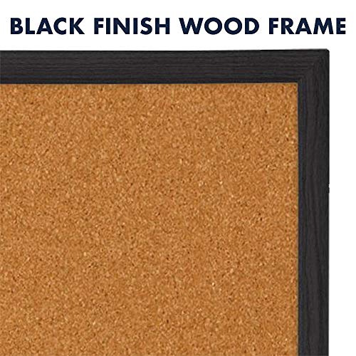 Quartet Cork Bulletin Board, Framed Corkboard, 2' x 3', Black Frame, Message Board, Vision Board (MWDB2436-BK)