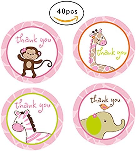 Birthday Round Circle Labels Stickers Thank you Party Favors Animals Colorful Theme Party Decoration Suppliers