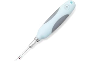 MISSOURI STAR QUILT CO. Missouri Star Seam Ripper - Heavy Duty Stitch and Hem Remover Tool with Blade Cover - Ergonomic Sewing and Quilting Essential for Cutting Thread, Light Blue & Gray