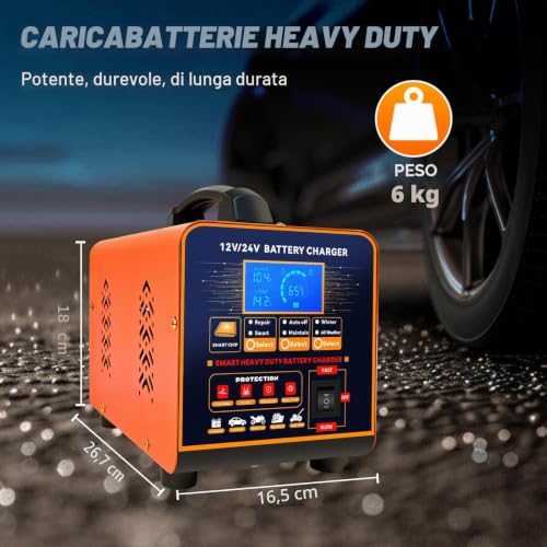 vFound 20A Professional Metal Charger 12 V/24 V Maintainer Automatic Smart Charger with Auto Stop, Repair, Winter Mode for Car Truck Motorcycle (Lead, AGM, GEL)