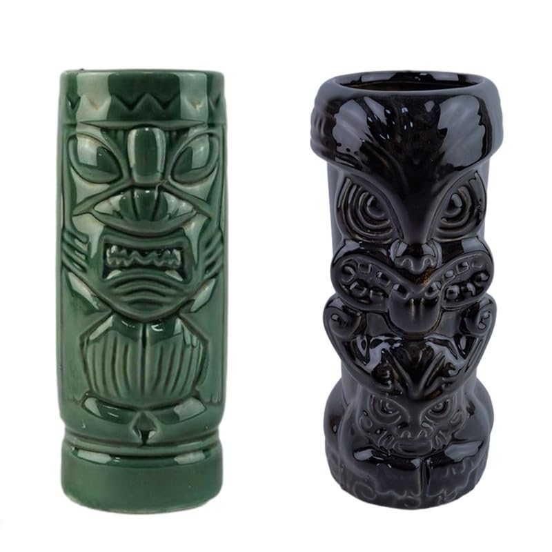 soulnioi Ceramic Tropical Cups Hawaiian Set in 3,Ceramic Mugs for Cocktails,Creative Cocktail Glass for Wedding,Party,Family Dinner,Bar Club 655ml