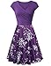 Laksmi Funeral Dresses, Floral Patchwork Casual Dress A Line Cap Sleeve V Neck Small, Multicolor Violet