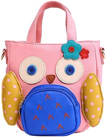 Owl Purse Small Novelty Handbag for Toddler Girls and Women, Pastel Pink