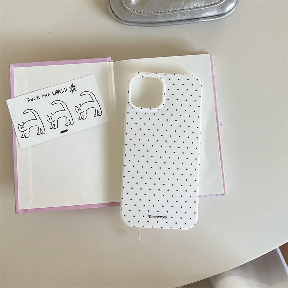 inewateri iPhone 13/14 Case with Cute Fashion Polka Dot Aesthetics | Simple Design | Soft TPU Slim Protection | White