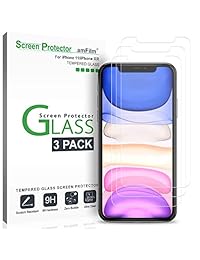 amFilm - Protector de pantalla de cristal templado para iPhone XR (6,1 pulgadas, con bandeja de fácil instalación, 3 unidades)