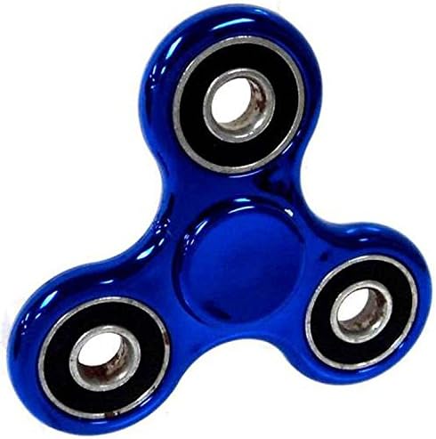 Tri Fidget Hand Spinner, Ultra Fast Bearings, Finger Toy, Great Gift (Metallic Blue)
