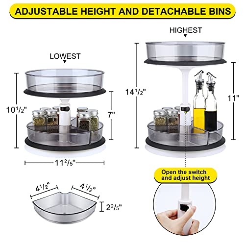 2 Tier Lazy Susan Turntable, Lazy Susans Height Adjustable