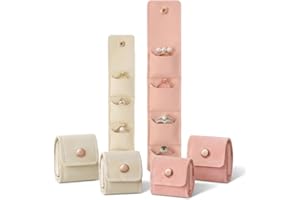 Quafochi Mini Travel Jewelry Bag, 2 Sizes & 2 Colors, 4 Separate Compartments, Soft Felt Protection, Buckle Closure, Portable