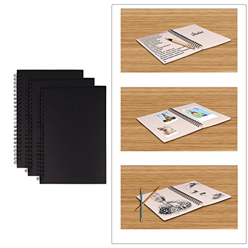 3 Pack Spiral Notebook, Sketch Pad Unlined Planner Travel Diary Blank Writing Journal for Drawing Doodling, 5 x 7inch, 100 Pages Per Book