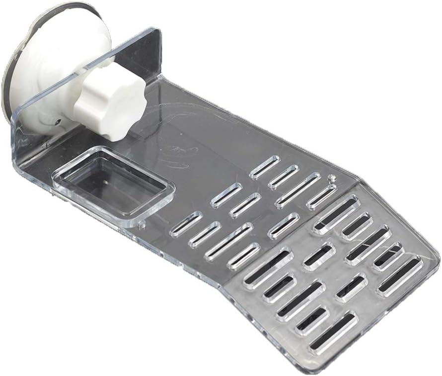 GNB Pet Acrylic Plastic Turtle Resting Terrace, Fish Tank Aquarium Tortoise Basking Platform with Suction Cups and Food Bowl