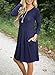 ZESICA Women's Long Sleeve Solid Color Pockets Casual Swing Pleated T-shirt Dress