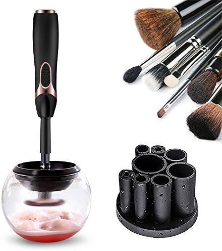 Makeup Brush Cleaner, Electric Makeup Brush Cleaner and Dryer set, Cleans and Dries for All Sizes Makeup Brushes Washing Tool (Black)