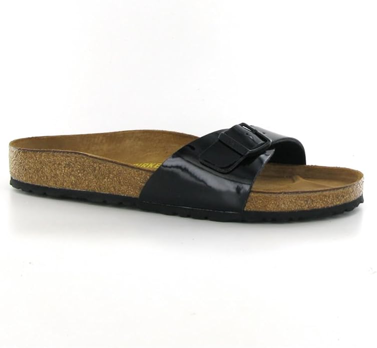 black patent birkenstock sandals