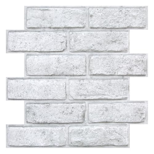 COMSTICKC 3D Adhesive Red Brick Wall Panels, 30 x 30 cm, PVC Self-Adhesive Wall Panels 3D Stone Decoration for Kitchen, Bathroom, Balcony