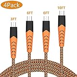 Micro USB Cable Android Charger - Haribol [4-Pack 3.3ft 6.6ft 10ft] Android Phone Fast Charger Cord with Extra Long Length for Samsung Galaxy S7 Edge/S7/S6 Edge/S6, Note 5/4/2, HTC, LG G4, BlackBerry