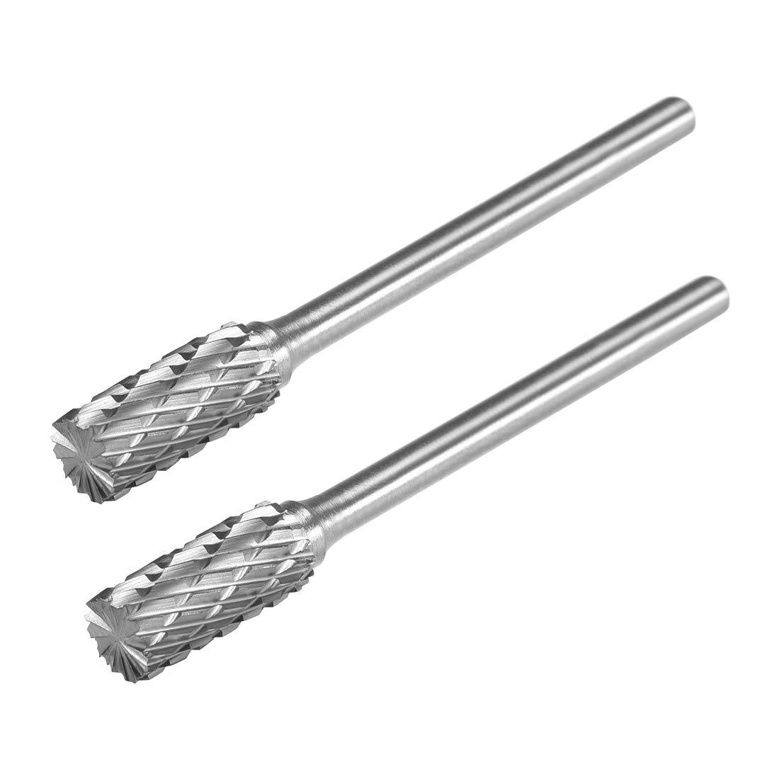 sourcing map Tungsten Carbide Rotary Files 1/8"(3mm) Shank, Double Cut Top Toothed Cylinder Shape Rotary Tool 6mm Dia, for Die Grinder Drill Bit Wood Soft Metal Carving Polishing, 2pcs