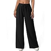 NIMIN Women's Pull On Wide Leg Pants - Drawstring Trousers for Work & Business Casual Comfort