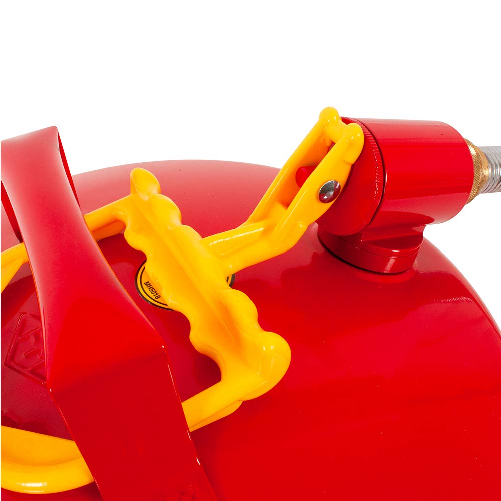 Eagle U2-51-SX5 Type II Metal Safety Can, Flammables, 11-1/4" Width x 15-7/8" Depth, 5 Gallon Capacity, 5/8" OD Pour Spout, Red: Gas Cans: Industrial & Scientific