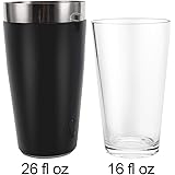 Boston Cocktail Shaker, 16 fl oz Glass and 26 fl oz Stainless Steel with Rubber Sleeve