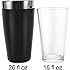 Boston Cocktail Shaker, 16 fl oz Glass and 26 fl oz Stainless Steel with Rubber Sleeve