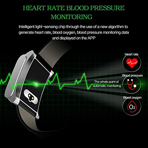 L@YC Fitness Tracker, Colleer Bluetooth 4.0 Waterproof Smart Bracelet Bands Sport Watch Waistband with Heart Rate Monitor and Blood Pressure Monitor for iPhone Android Smartphone, Business blacksteel