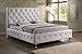 Baxton Studio Stella Crystal Tufted Modern Bed with Upholstered Headboard, Queen, White