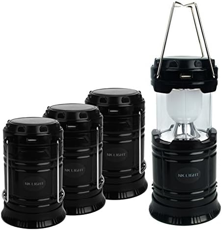 NK Light 1/2/4 Pack LED Camping Lantern Flashlights with USB Charger, Great Lights for Emergency,Tent Light,Hiking,Outages,Collapsible Super Bright Portable Outdoor Lamp(Rechargeable,Solar Powered)