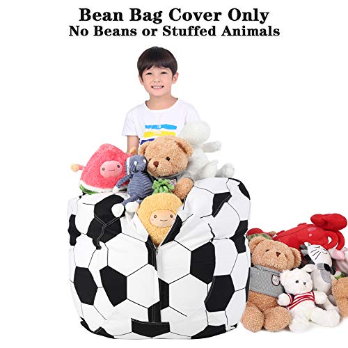 Lukeight-Stuffed-Animal-Storage-Bean-Bag-Chair-for-Kids-Zipper-Storage-Bean-Bag-for-Organizing-Stuffed-Animals-Soccer-Bean-Bag-Chair-Cover-No-Beans-Large