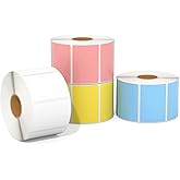 MUNBYN 2.25"x1.25" Thermal Sticker Labels, Color Self-Adhesive Barcode Label for Direct Thermal Printer and Business, Rectangle Address Shipping Mailing Sticker, 4000 Sheets-White, Blue, Pink, Yellow