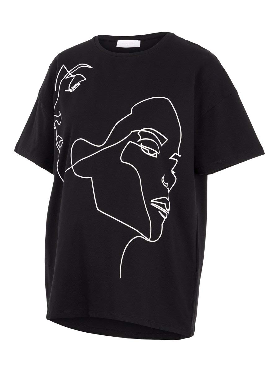 Mamalicious Women's MLMARYLOU 2/4 Jersey TOP Vest, Print: White Frontprint Black, M