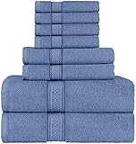 Utopia Towels 8 Piece Towel Set, Wedgewood, 2 Bath Towels, 2 Hand Towels, and 4 Washcloths