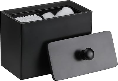 Luxspire Cotton Bud Holder Resin Two Compartments Matte Black