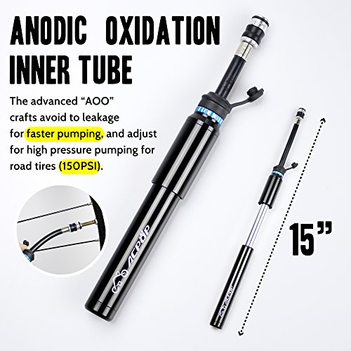 image for ACPOP Mini Bike Pump & Glueless Puncture Repair Kit- Fits Presta & Sch