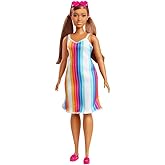 Barbie Loves the Ocean Beach-Themed Doll (11.5-inch Curvy Brunette), Made from Recycled Plastics, Wearing Fashion & Accessori