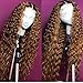ANDRIA Lace Front Wigs Curly Wig Dark Root Ombre Red Brown Color Two Tone Synthetic Long Wigs Heat Resistant Fiber Hair Wigs for Black Women 26 Inch Honey Blond Wigs