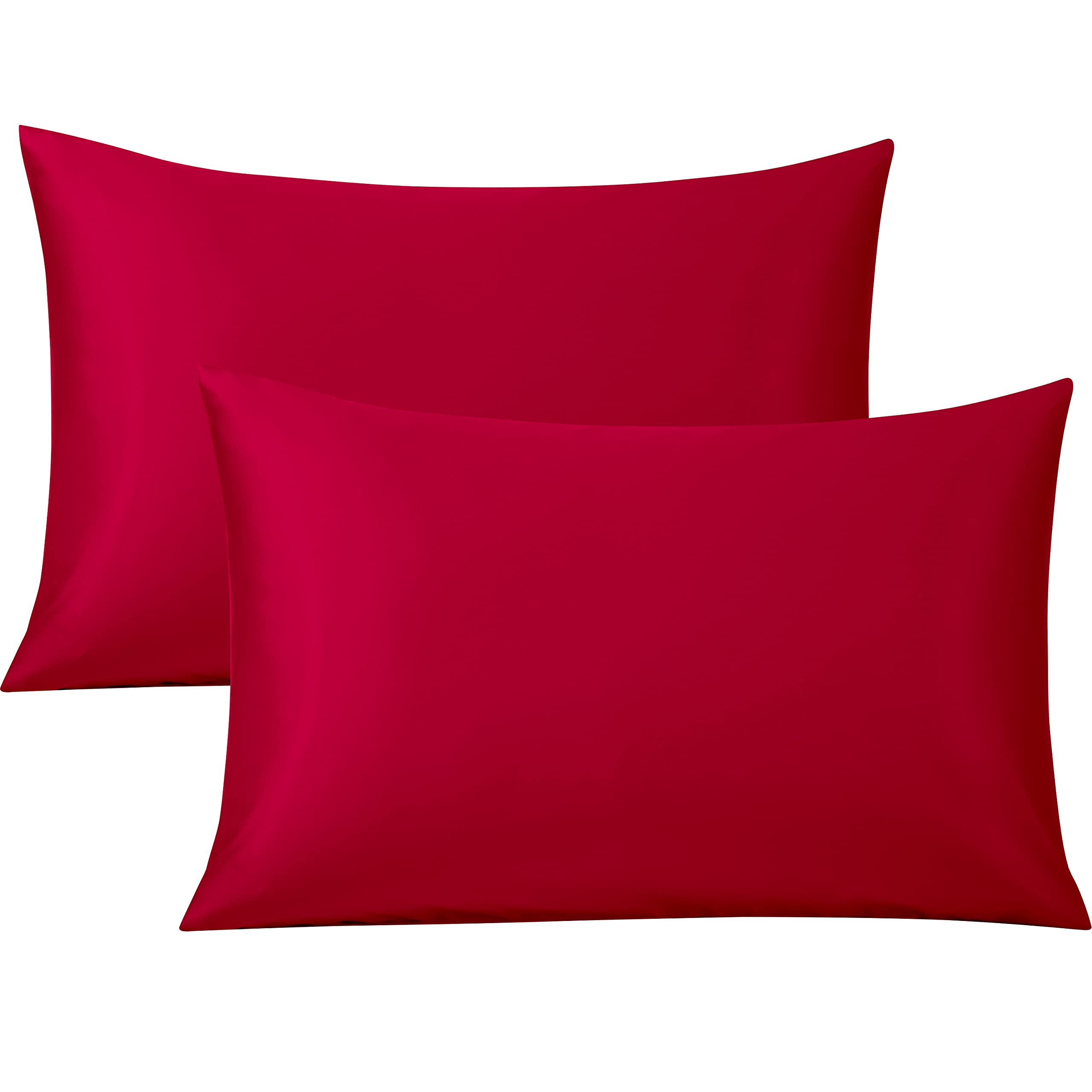 FLXXIE 2 Pack 500 Thread Count 100% Egyptian Cotton Pillowcases, Super Cozy and Breathable Queen Pillow Cases with Envelope Closure, 50x75 cm, Red