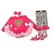 Baby Girls 4 Piece Sets Romper Dress Outfits Clothes Hot Pink S:0-3Months